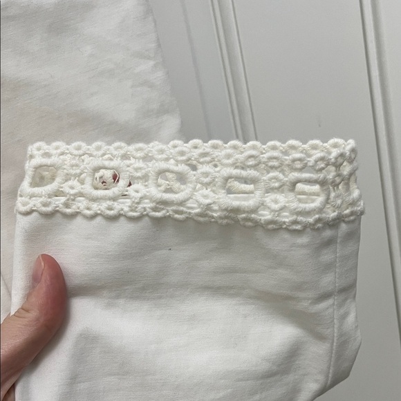 Cartonnier Charlie Ankle Skinny White Pants with Crochet Bottom Hem - Size 6 - Picture 14 of 15